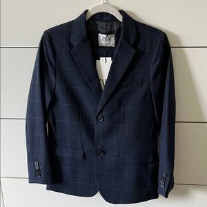 Zara Men's Checkered Navy Blazer